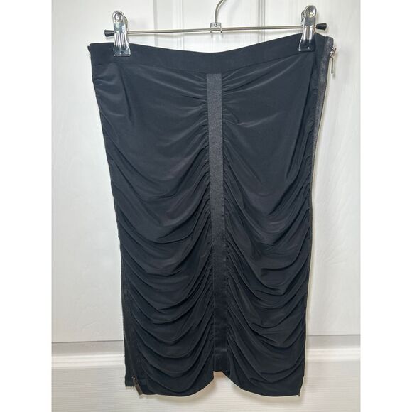 Cache Black Pencil Tuxedo Skirt‎ Gathered Luxe Jersey Size 2 Y2K Style - Picture 1 of 6